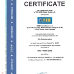 YKM INTERNATIONAL LLC SITE REPRESENTATIVE LLC ISO 14001.2015 2021 03 01 until 2024 02 29 S2 page 0001 min YKM Fence